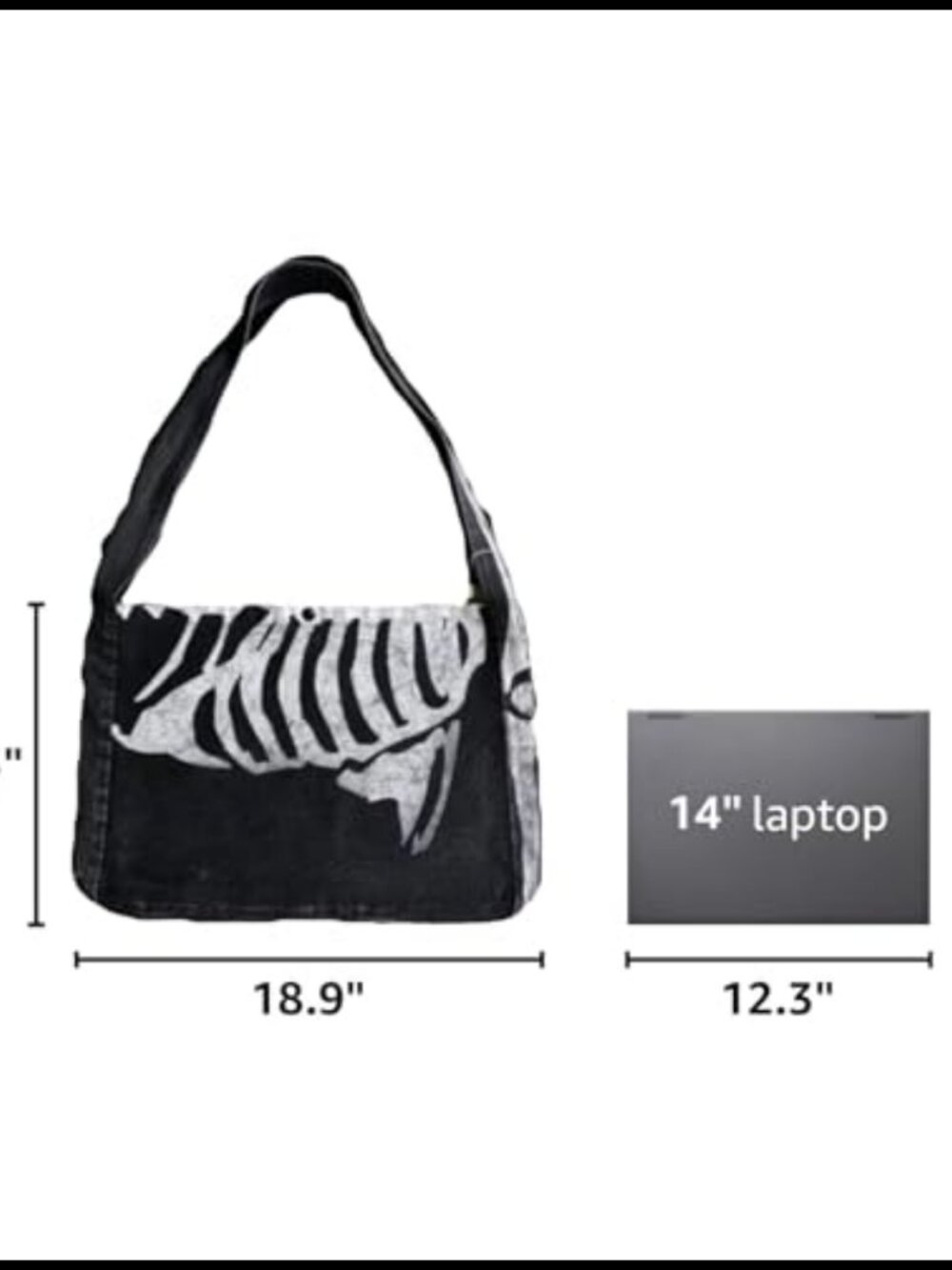 Gothic Skull Messenger Bag Canvas Grunge Y2K Crossbody Purse - Picture 2 of 6